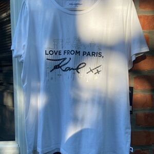 Karl Lagerfeld White Logo T-Shirt with a Spark